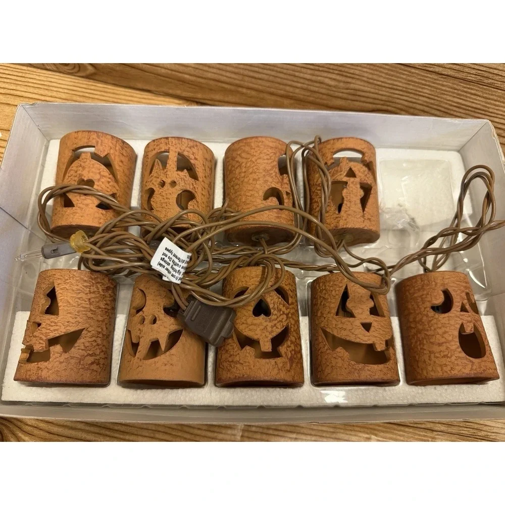 Eddie Bauer Grinning Pumpkin Halloween‎ Luminaries Jack-O-Lantern String Lights